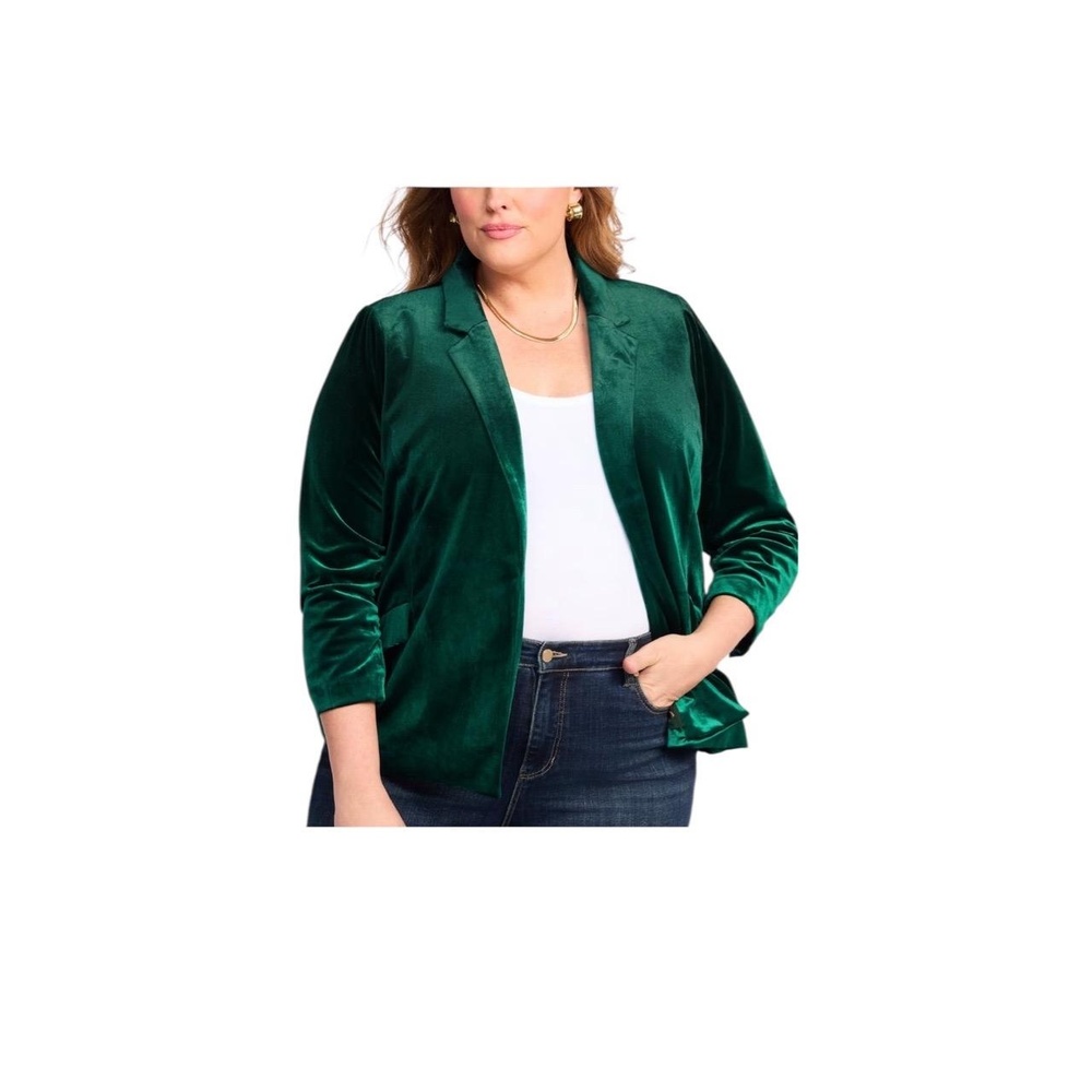Skies Are Blue Green Velvet Blazer